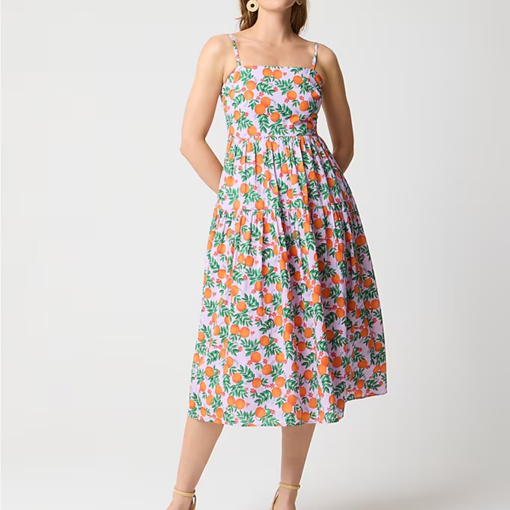 J. Crew Factory  VINTAGE LILAC MULTI Strappy Midi Dress with pockets